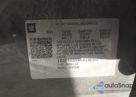 2019 Chevrolet Bolt Ev Lt from USA, damaged, VIN 1G1FY6S04K4136350